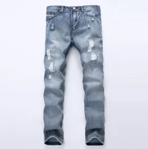 MCCKLE Fashion Brand Designer Mens Ripped Jeans Pants Light Blue Slim Fit Distressed Denim Joggers Male Plus Size Jean Trousers
