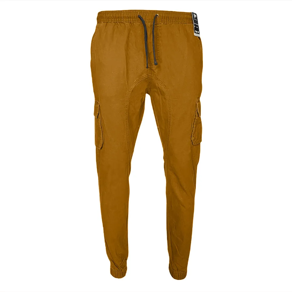 Men's Cargo Pants Solid Color Casual Utility Side Pocket Drawstring Waist Pants
