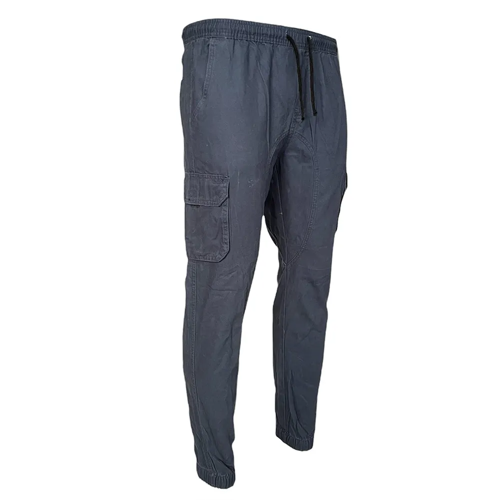 Men's Cargo Pants Solid Color Casual Utility Side Pocket Drawstring Waist Pants