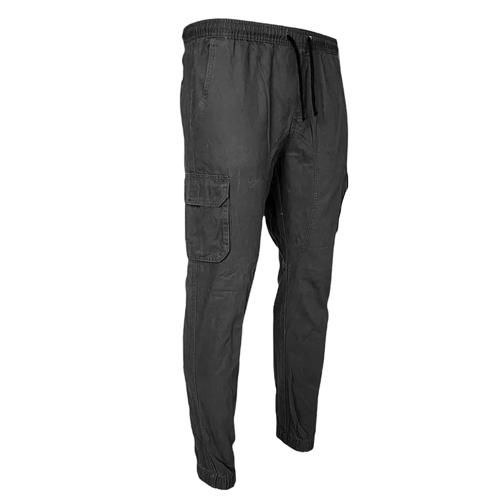 Men's Cargo Pants Solid Color Casual Utility Side Pocket Drawstring Waist Pants