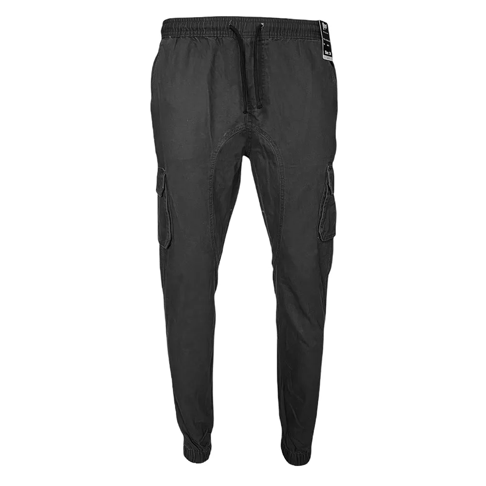 Men's Cargo Pants Solid Color Casual Utility Side Pocket Drawstring Waist Pants