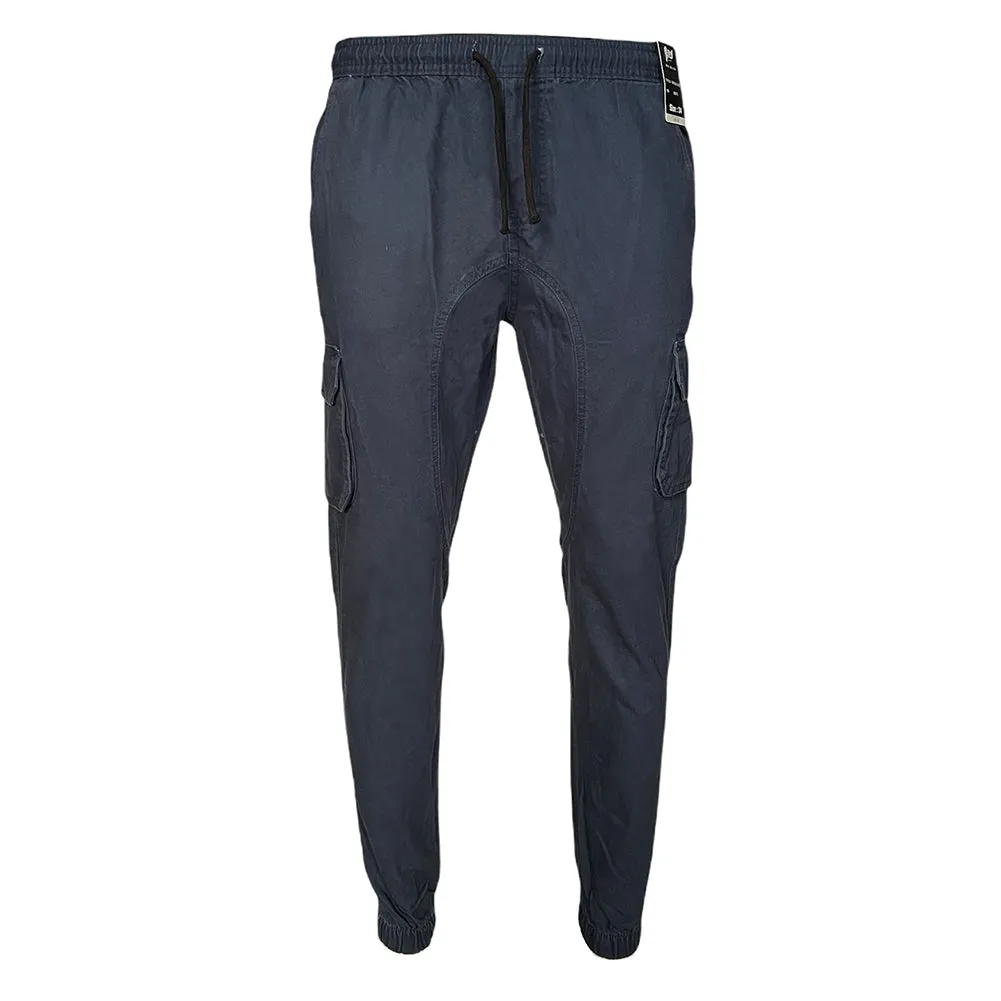 Men's Cargo Pants Solid Color Casual Utility Side Pocket Drawstring Waist Pants
