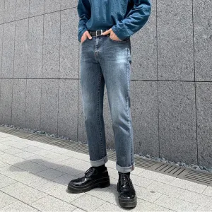 Men's Straight Cropped Loose Fit Cropped Jeans