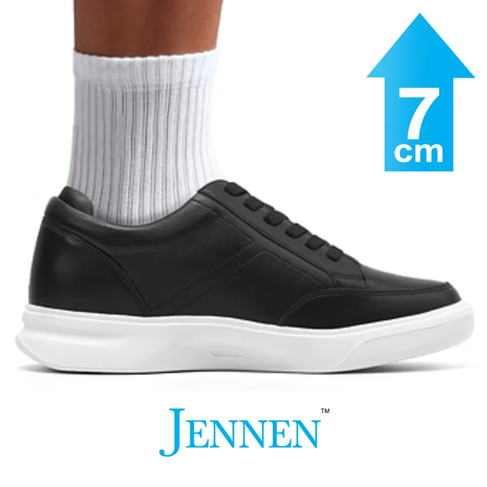 Mr. Federer 7cm | 2.8 inches Timeless Black Elevated Casual Shoes
