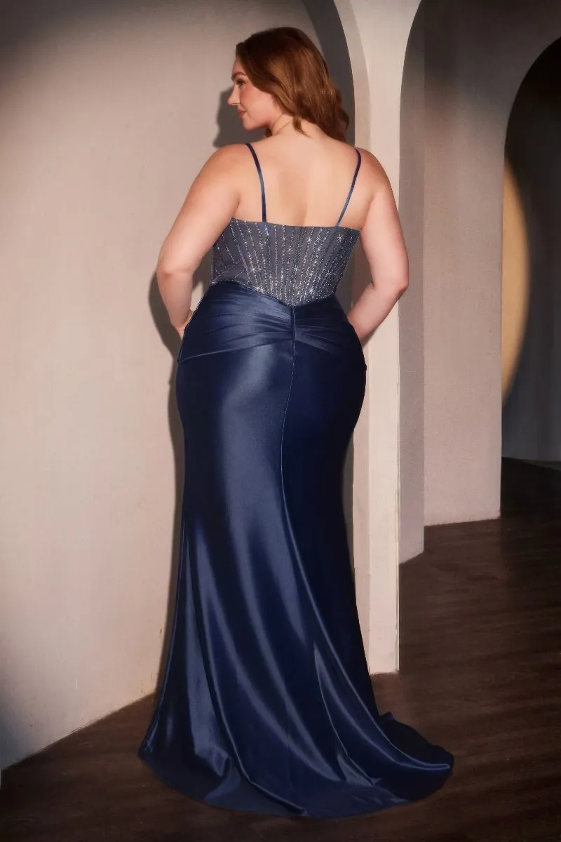 Nyx Gown - Fitted Satin Embellished Dress