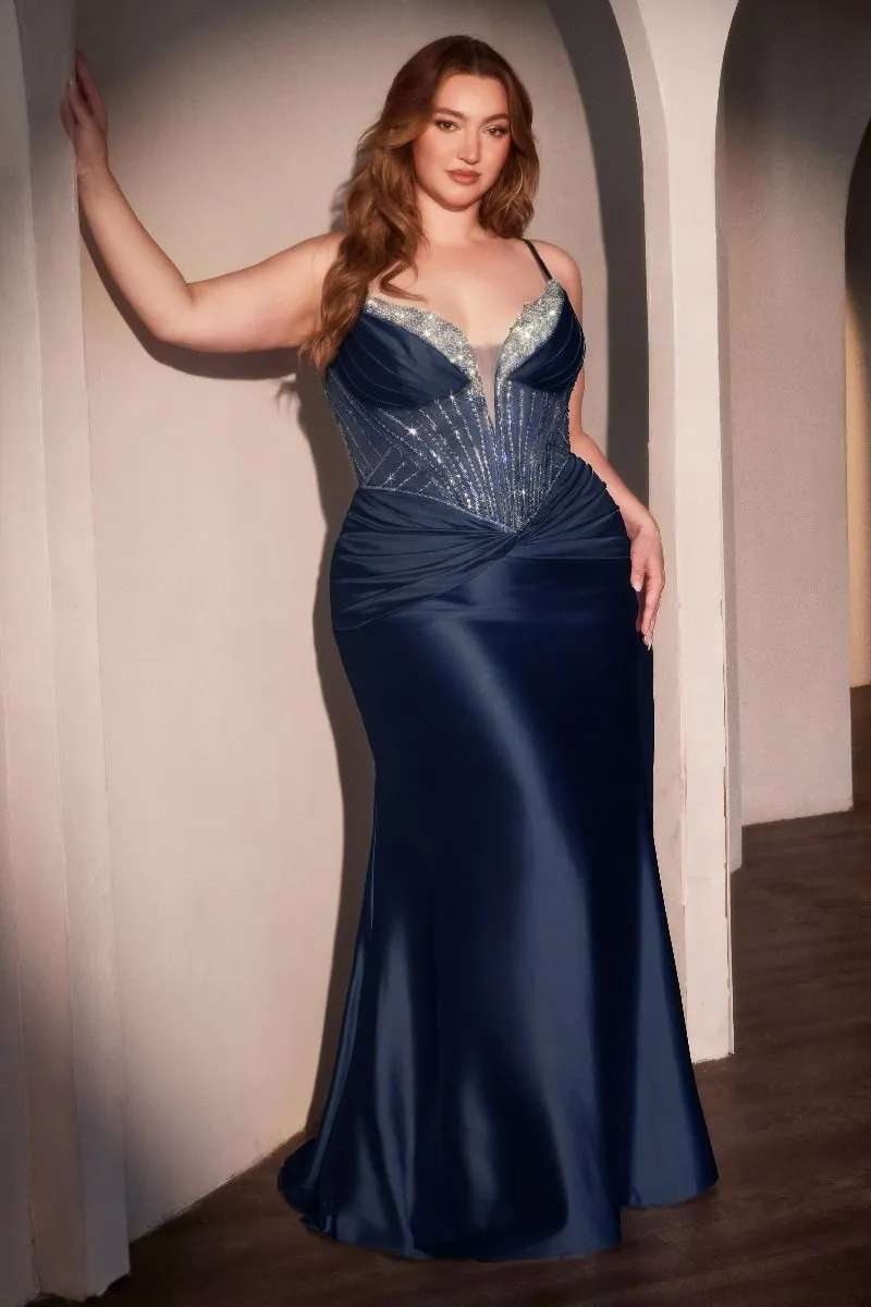 Nyx Gown - Fitted Satin Embellished Dress