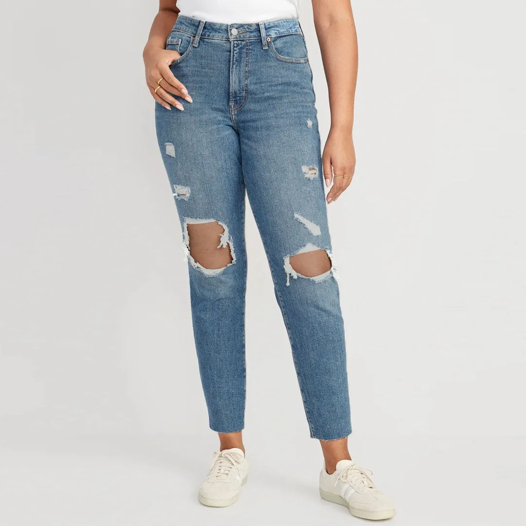oldnvy high rise slim fit ripped crop bottom jeans for women