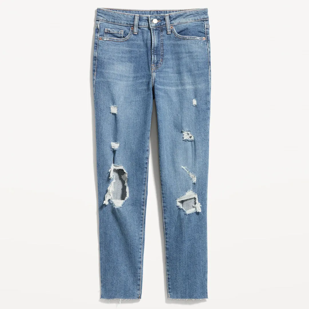 oldnvy high rise slim fit ripped crop bottom jeans for women