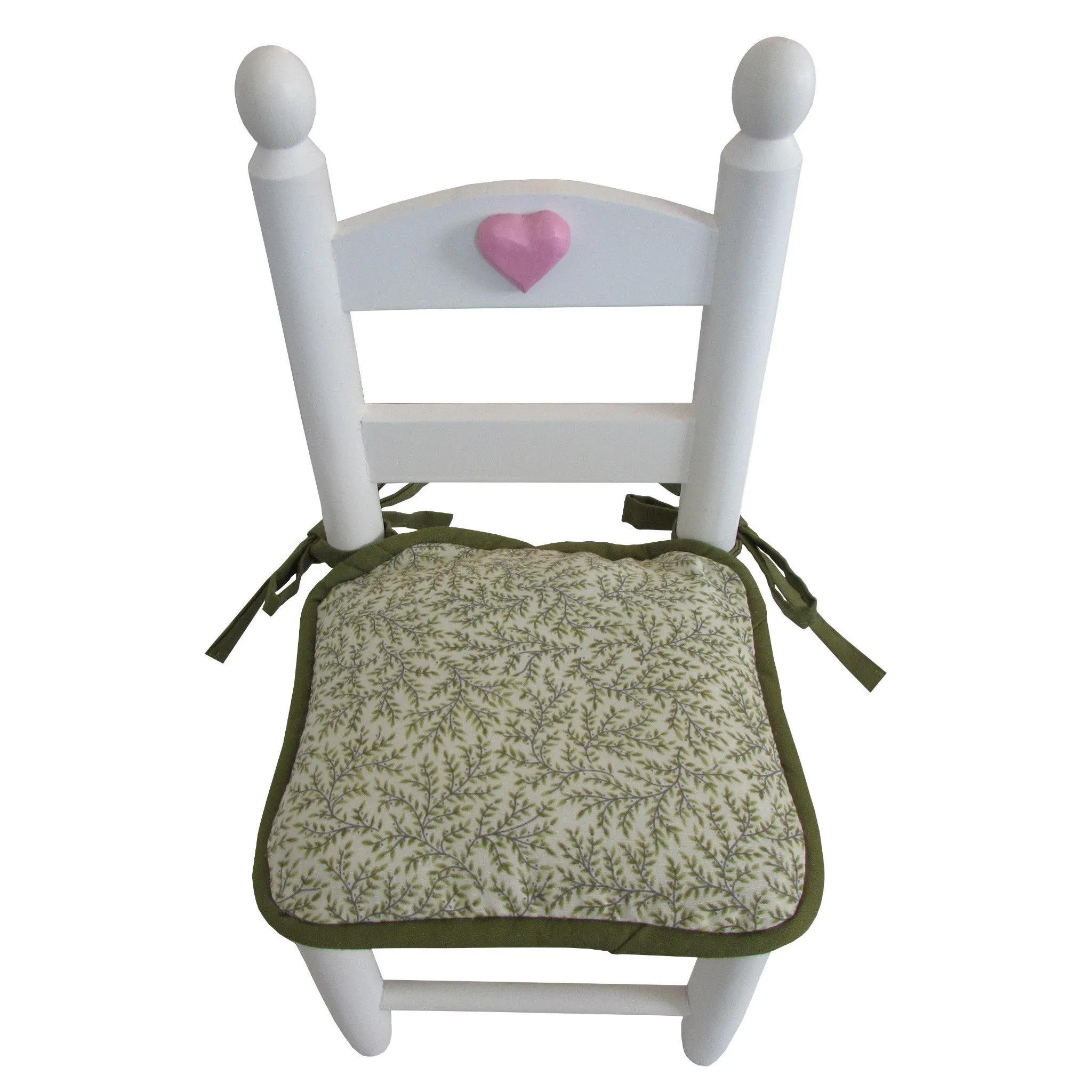 Olive Green Leaves on Cream Print Doll Chair Cushions for 18-inch Dolls