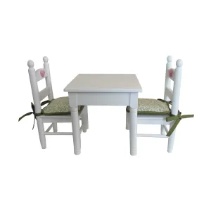 Olive Green Leaves on Cream Print Doll Chair Cushions for 18-inch Dolls