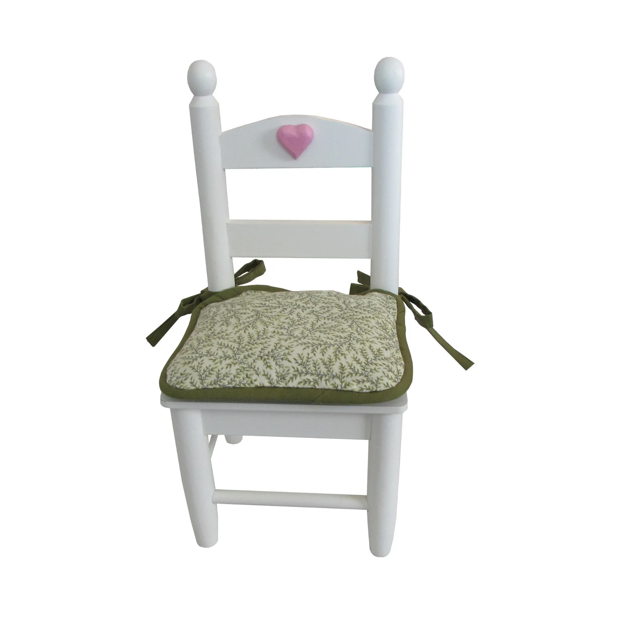 Olive Green Leaves on Cream Print Doll Chair Cushions for 18-inch Dolls