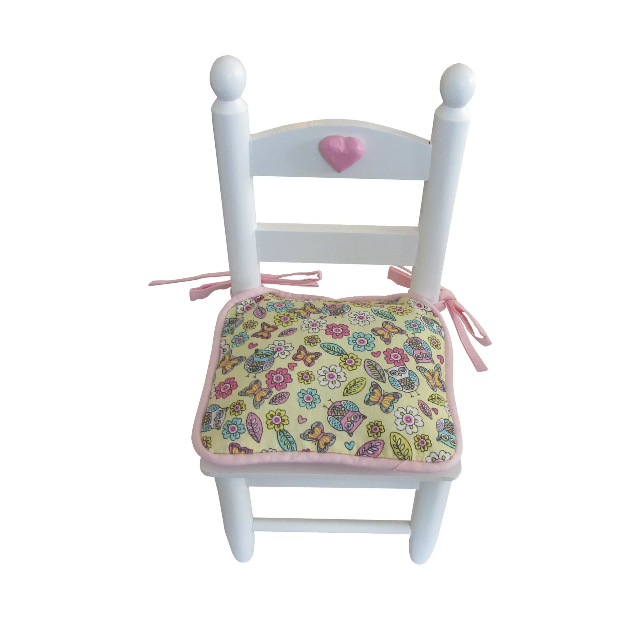 Owls and Flowers Print Doll Chair Cushions for 18-inch Dolls