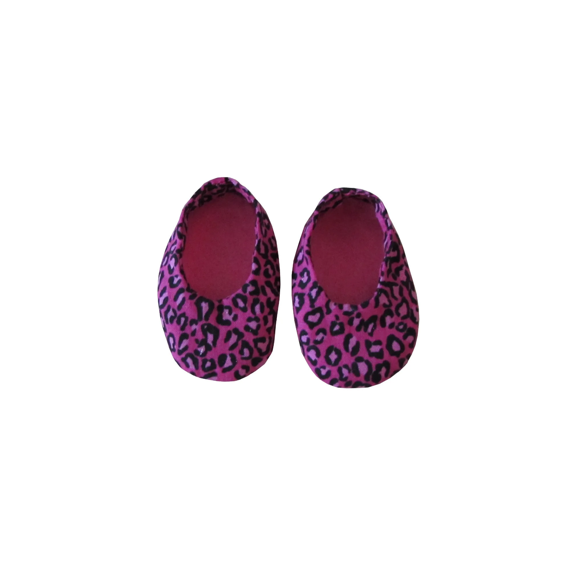 Pink Cheetah Trimmed Panne Velvet Doll Pajama Top, Shorts, and Slippers for 18-inch dolls