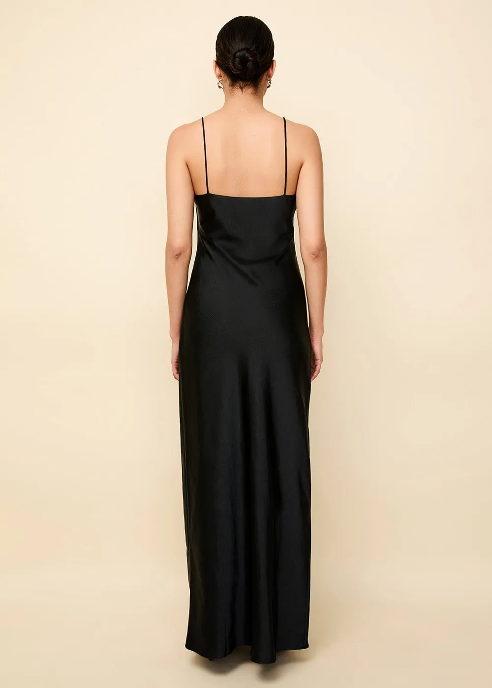 Selena Satin Dress Noir