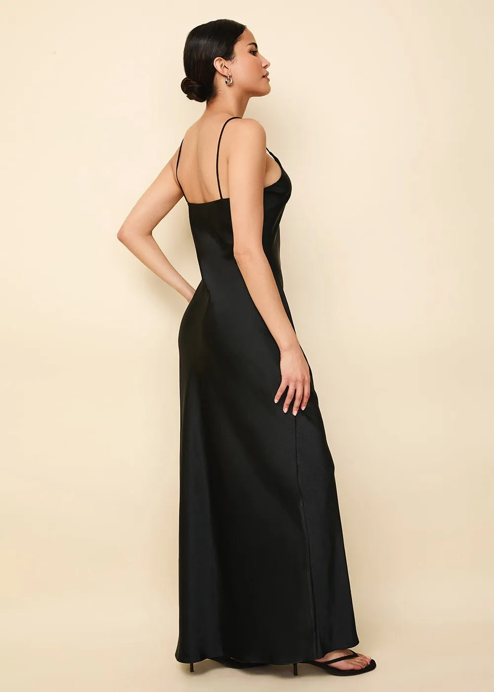 Selena Satin Dress Noir