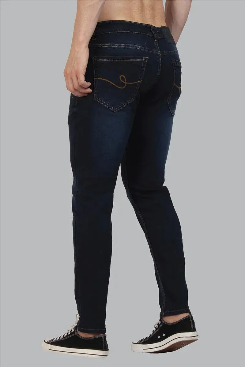 Skinny Fit Ankle Length Dark Blue Men's Denim Jeans