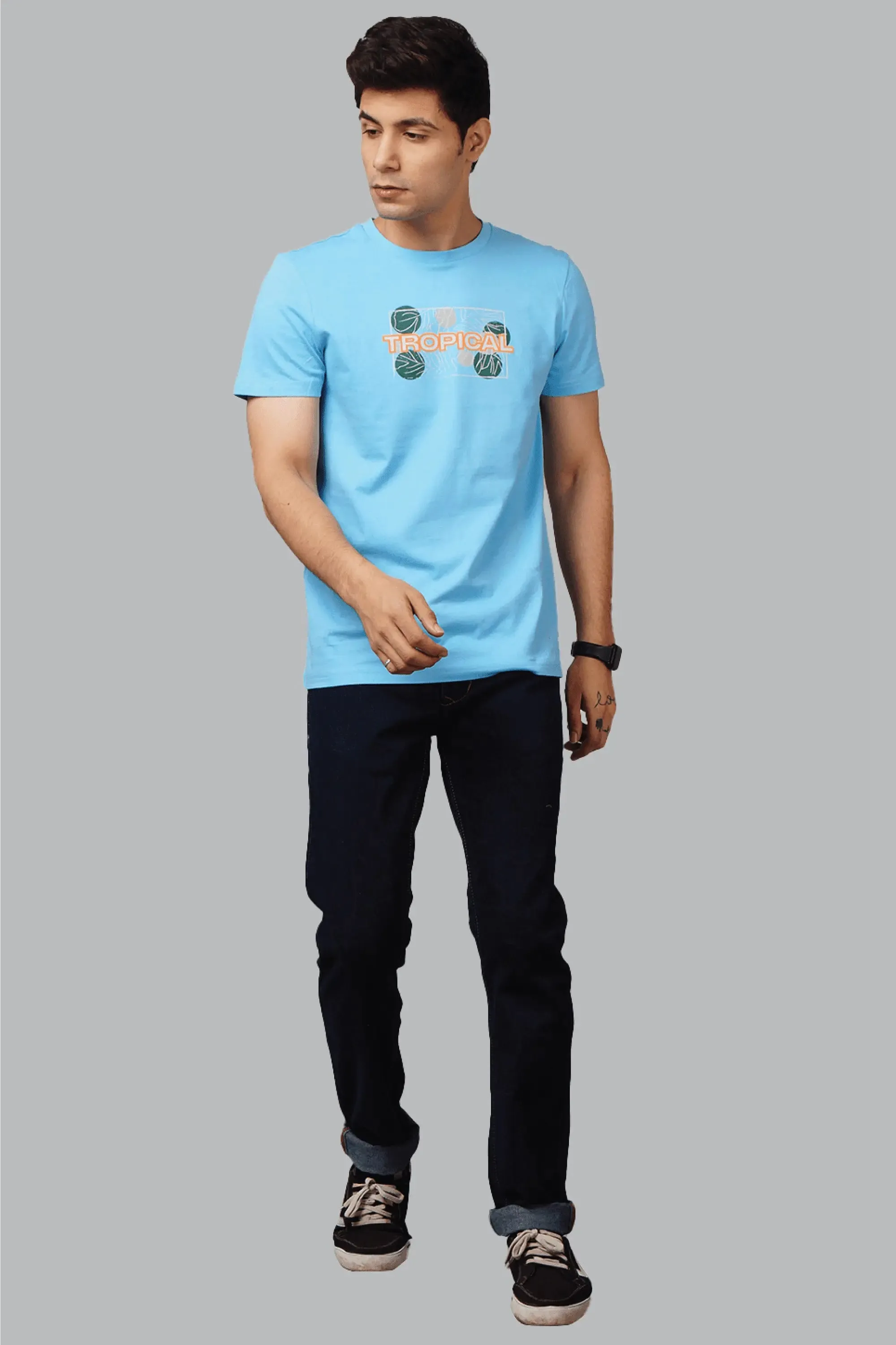 Slim Fit Dark Blue Denim Jeans For Men