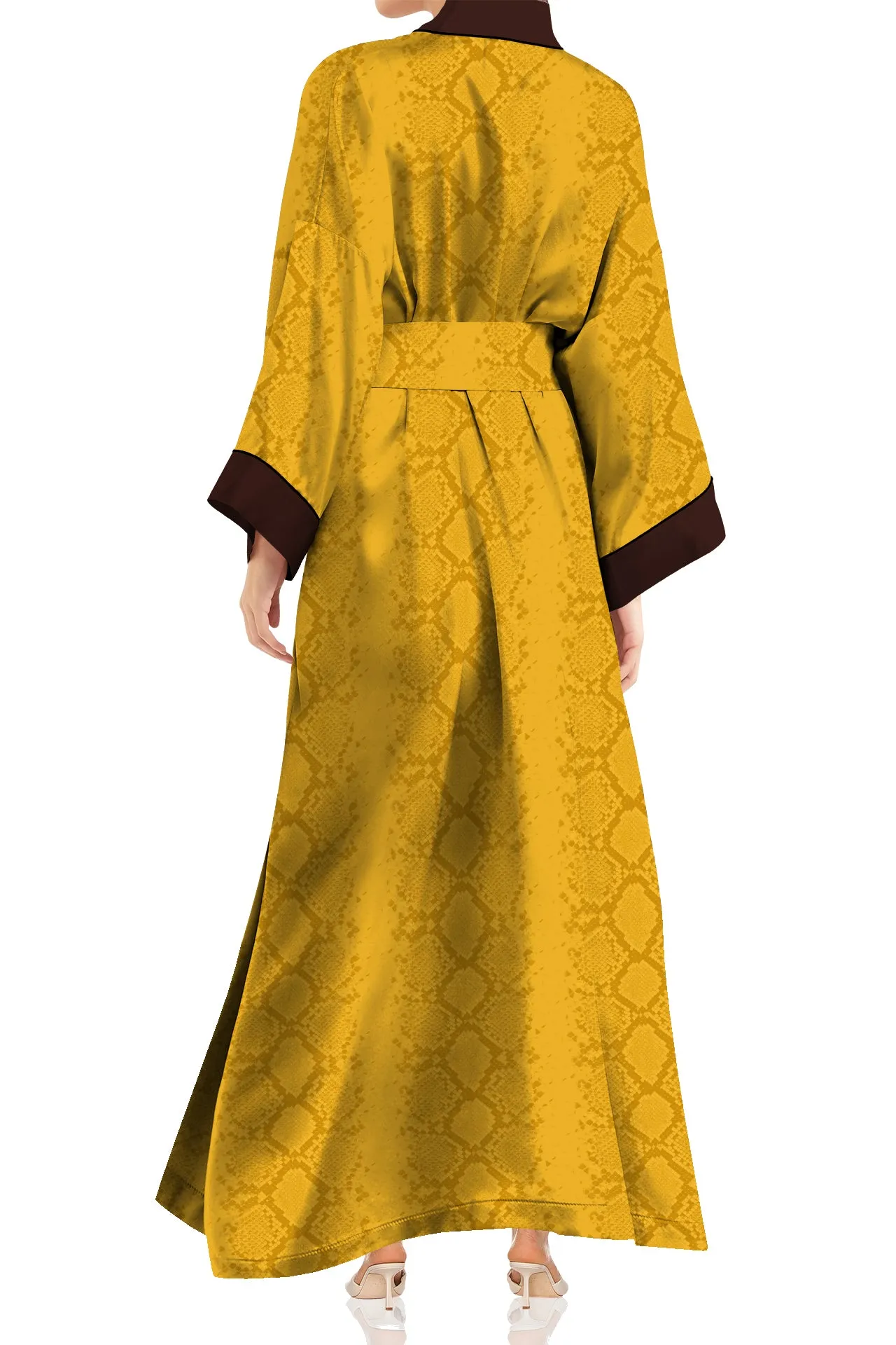 Snake Print Long Kimono Robe Dress