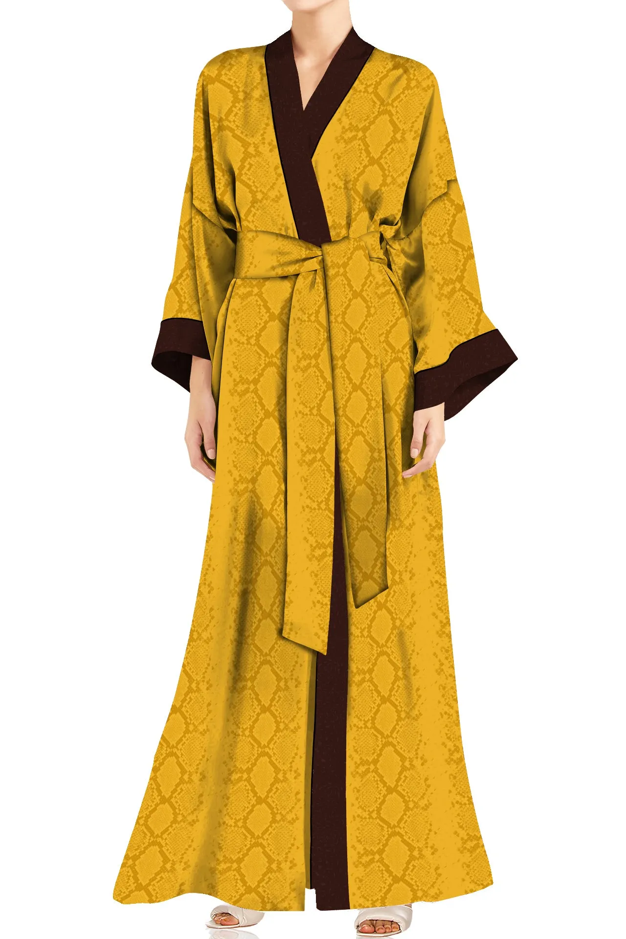 Snake Print Long Kimono Robe Dress