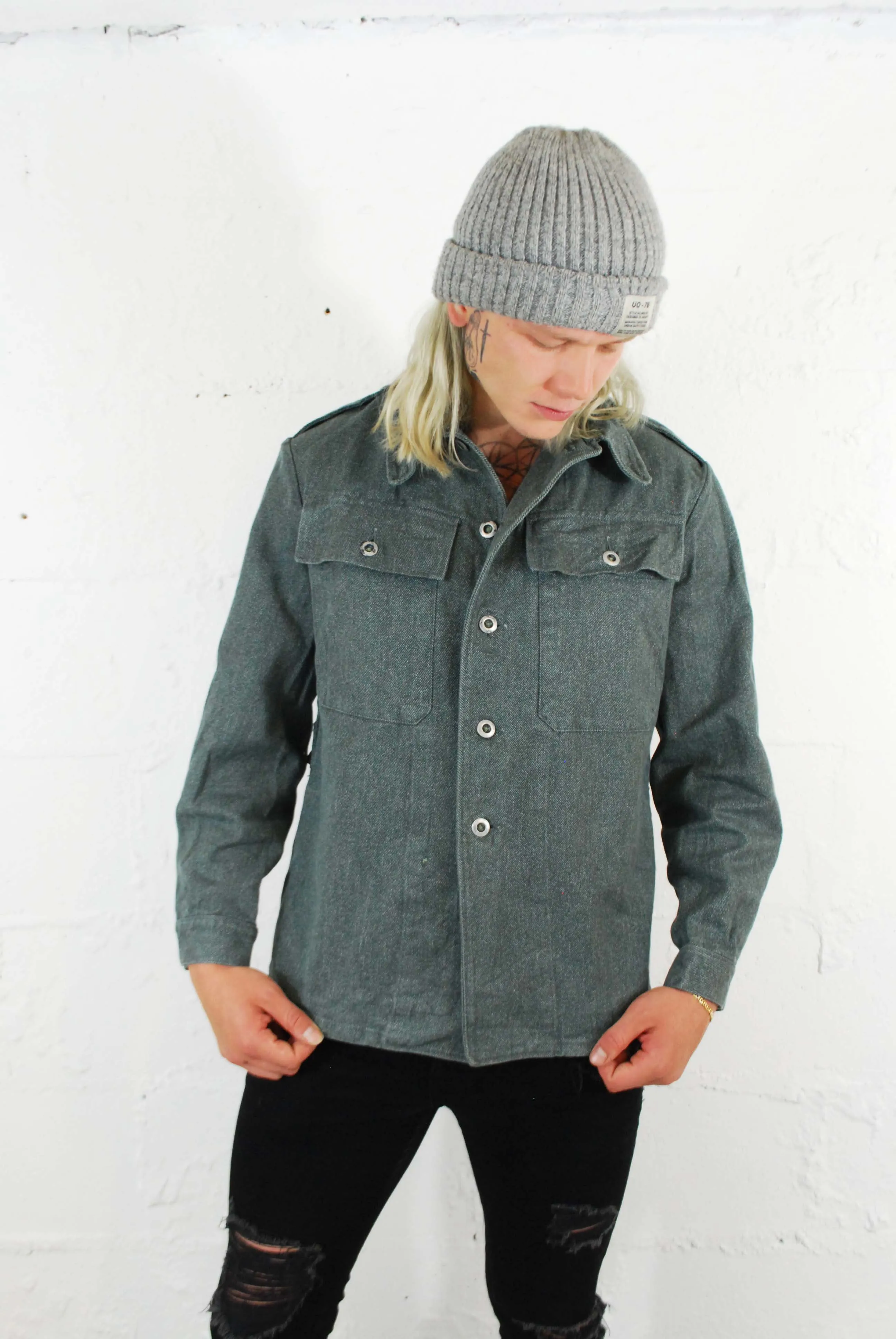Vintage Salt & Pepper Thick Denim Jacket