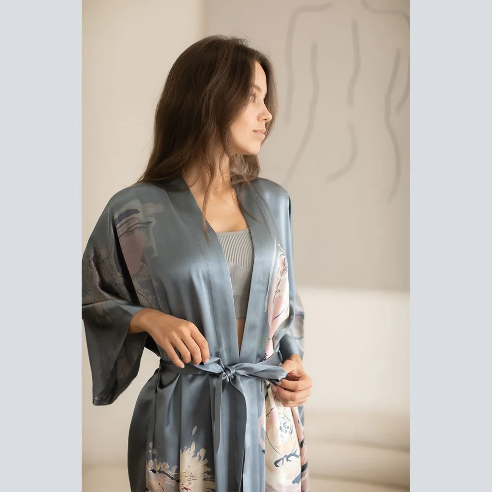 Washable Silk Jia Long Kimono Robe