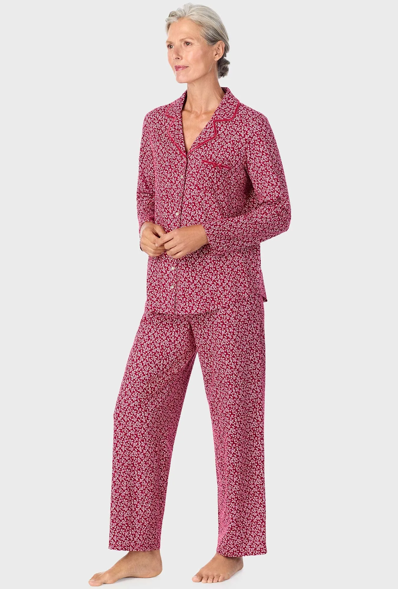Wine Vine Floral Long Sleeve Long Pant PJ Set