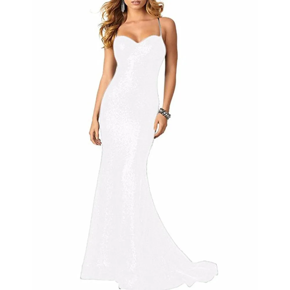 Women Sequin Gown Dress Bodycon Floor-Length Prom Gowns