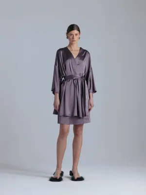 Women's Silk Dressing Gown 'Muse' in Noble Purple